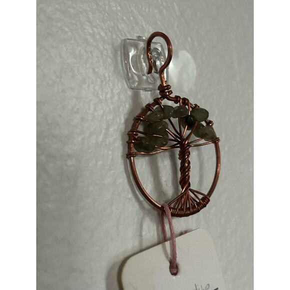 Handmade Copper and Serpentine Crystal Tree of life 3.5x2” Wall Decor - Picture 3 of 5